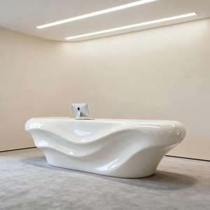 Alien-berbentuk serat kaca melengkung Modern minimalis dapat diperpanjang meja resepsi untuk Salon kecantikan <span class=keywords><strong>bar</strong></span> konter Hotel perusahaan lobi - Product Image 1