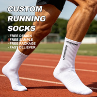 Chaussettes de course à pied personnalisées hautement élastiques, logo d'équipe personnalisé, contrôle de l'abrasion et de l'humidité, chaussettes de randonnée en plein air, chaussettes de marathon athlétiques pour hommes