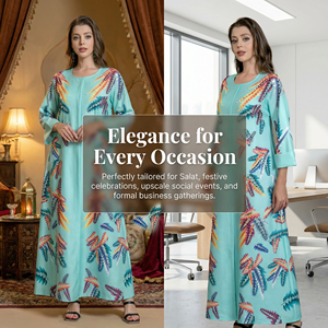 อาบายะห์พิมพ์ลายสำหรับผู้หญิง ทรงหลวม ยาวเต็มตัว สวมใส่ได้ทุกวัน รับผลิตแบรนด์ส่วนตัว - Product Image 5