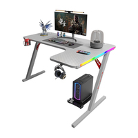 Bureau d'ordinateur convertible minimaliste en métal blanc avec soudure sans joint et coins de sécurité arrondis pour le gaming