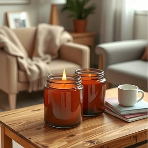 Hot-selling Empty 150ml 5oz Amber clear Glass <strong>Candle</strong> Jar Holders <strong>Lanterns</strong> With Aluminum Lid for <strong>Candle</strong> Making - Product Image 1