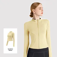 Veste de sport décontractée de haut de yoga de fitness amincissante respirante à haute élasticité avec col montant