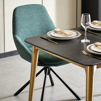 Chaise de salle à manger pivotante rembourrée moderne, fauteuil d'appoint en tissu doux avec pieds en métal noir pour la maison, la cuisine et les restaurants