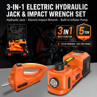 5 Ton 12V Electric Hydraulic Car Jack Kit with Tire Inflator Pump and Electric Impact Wrench for SUV Off-Road