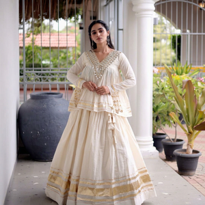 Lehenga Choli Tradicional Indio-Pakistaní para Mujer, Multicolor, Bordado, Largo hasta el Suelo, Corte Holgado, para Bodas - Product Image 1