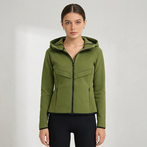 Veste d'équitation à capuche pour femme, fermeture éclair intégrale, coupe ajustée, imperméable, coupe-vent, en nylon, entièrement personnalisable - Product Image 1