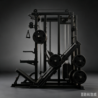 Rack de Squat Tout-en-un de Luxe avec Poids de 100 kg, Presse à Jambes à 45 Degrés, Entraîneur Fonctionnel Contrepoids et Machine Smith Sélecteur de Poids