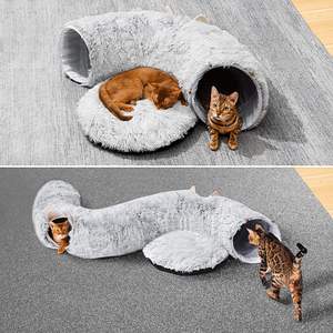Opvouwbare Kat Donut <span class=keywords><strong>Tunnel</strong></span> Met Slaapmat Onder Kerstboom Zachte Pluche Kiekeboe Kat Grot Speeltuin Speelgoed - Product Image 3