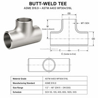 Raccord en T réducteur sans soudure en acier duplex 2205 SCH40S NACE MR0175, résistant aux chlorures, conforme ASME B16.9, directement de l'usine