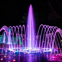 Fuentes de Agua Danzantes LED de Acero Inoxidable Personalizables, Coloridas, Musicales, Decoración de Jardín Exterior, Fuente para Villa