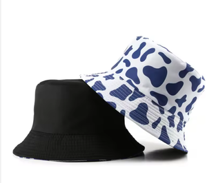 Sombrero de Pescador Reversible con Estampado de Vaca en Negro y Rosa, Diseño Personalizado de Fábrica BSCI Meidiney - Product Image 1