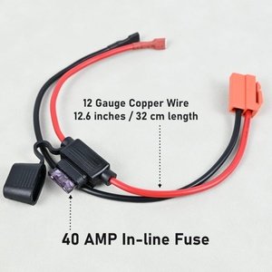 Konektor Kabel Baterai Kompatibel dengan Kendaraan Elektrik dengan Konektor <span class=keywords><strong>2</strong></span> Pin Merah, Kabel 12AWG dengan Sekring 40 Amp yang Dapat Diganti - Product Image 3
