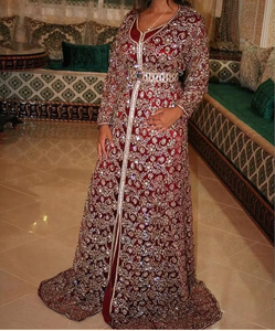 Robe de mariée marocaine de luxe brodée 2019, style Lehenga Choli, longueur ras du sol, avec longue traîne, pour mariages indiens et pakistanais - Product Image 2