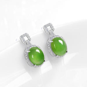 Boucles d'oreilles en jaspe et jade naturel Hotan, en argent S925, design original, bijoux pour femmes, accessoires féminins simples et à la mode, D1109 - Product Image 3