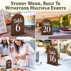 <b>Table</b> <b>Number</b> Card Wooden Stand <b>Table</b> 20 Wedding Party Decoration Rectangle Shape Durable - Product Image 4