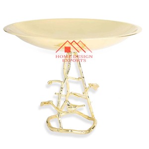 Vaisselle Vente en gros Prix le plus bas Bol sur pied pour fruits en aluminium doré Vases Bol à fleurs sur pied en aluminium au design dernier cri - Product Image 1