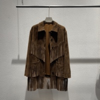 Veste de moto pour femme en daim véritable, couleur unie, respirante, élégante, avec franges, personnalisable, vente en gros