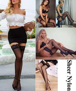 <span class=keywords><strong>Calze</strong></span> al ginocchio all'ingrosso, lingerie sexy per discoteche, <span class=keywords><strong>calze</strong></span> lunghe in seta con cucitura posteriore, top in pizzo trasparente, in nylon autoportante per donna - Product Image 4