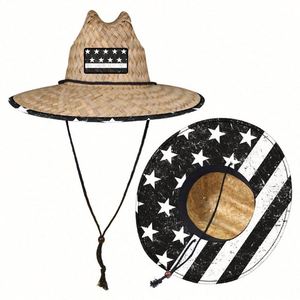 Wholesale Custom logo Beach <b>Hats</b> Playa Sombrero De Paja Para Hombre Verano Mexican Flag Lifeguard <b>Straw</b> <b>Hat</b> for Men Women - Product Image 4