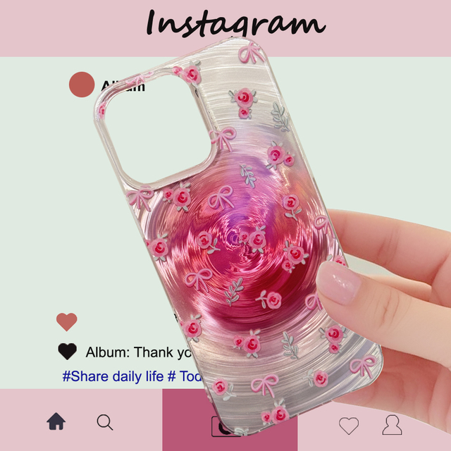 Wholesale Pink Bow with Small Flowers Pattern Phone Case for Iphone 18 17 16 15 14 Pro Max All Inclusive Anti Shock Cover