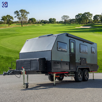 CAMPTRL Caravane de voyage tout-terrain en fibre de verre, aspect luxueux, prête pour le camping, étanche, 2 couchages, remorque de camping-car