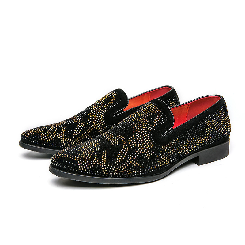Men's Spikes Dress Shoes with Rhinestone Designer Loafers