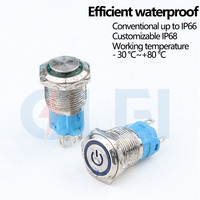 Mini interrupteur à bouton métallique à LED pour voiture, interrupteur à bouton de verrouillage instantané étanche et résistant au vandalisme, 12mm 16mm 19mm 22mm