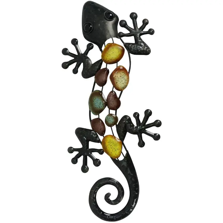 Garden Lizard Wall Hanging Art Decorations Metal Decoration Garden Art Hanging Sculpture Bronze for Patio or Fence