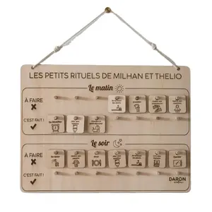 Calendrier mensuel hebdomadaire quotidien en bois à faire liste liste de responsabilités liste de tâches pour les enfants