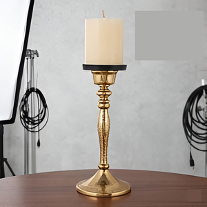 Vintage Brass Metal Handmade High Quality Trendy Designed Pillar Candle Holder Stand for Dining <b>Table</b> Wedding Living Room Mantel - Product Image 5