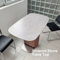 Table de café en pierre frittée blanche de petite taille, directement de l'usine, avec plateau en céramique et piédestal en bois pour café, bar, restaurant