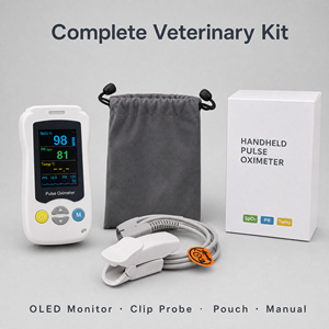 Veterinary Pulse Oximeter Handheld Animal SpO2 PR Temp Monitor OLED Display Alarm for Dog Cat Horse Clinic Use Portable - Product Image 5