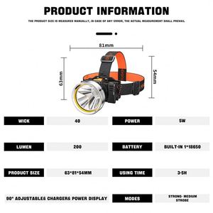 Linterna frontal LED ultraligera CITICITY, 3 modos, recargable, IP44, resistente al agua, con 40000 horas de duración, para caza, hogar, emergencias - Product Image 2