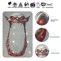 Housse de porte Halloween Clown effrayant – Design visuel monstre à grande bouche pour décoration de porte d'entrée ou de fête d'effroiement