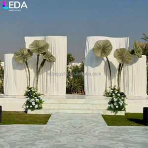 LEDA Outdoor Modern Wedding Events Decor White Metal <b>Backdrop</b> <b>Stand</b> Square Large Fabric Background Arch - Product Image 1