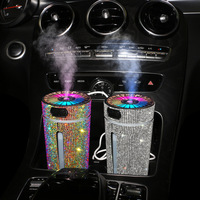 Purificateur d'air de voiture, humidificateur orné de diamants, diffuseur d'aromathérapie alimenté par USB, porte-gobelet, éclairage d'ambiance, barre d'oxygène