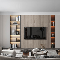 Console multimédia LED avec tiroirs, moderne, en MDF noir, pour salle de divertissement, en bois massif brun