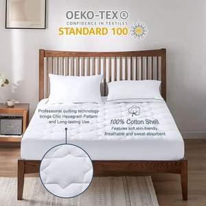 Atacado 100% Algodão Colchão Topper Quilted Poliéster Bed Protector para Hotel & Home Use White Plain Style - Product Image 3