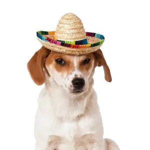 Sáng Tạo Mini Pet Dog Mũ Rơm Mexico Sombrero Mũ Dễ Thương Cho Chó Phụ Kiện