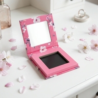 Palette de maquillage carrée rose vide en carton, magnétique, pour fards à paupières, blush, illuminateur, correcteur et poudre, avec miroir
