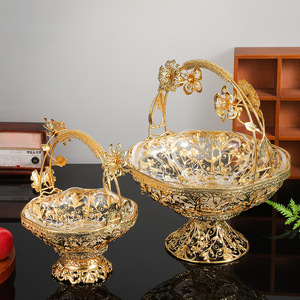 European Hollow Out Luxury Art Deco Metal Handheld Tray Carved Home Decor <b>Gift</b> - Product Image 1