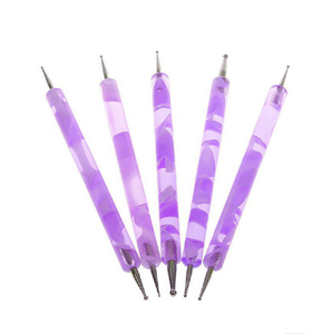 Lot de 5 outils de manucure professionnels pour nail art, motif vague marine violette, fournitures OEM pour la décoration de gel - Product Image 1