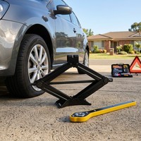 Cric ciseaux en acier de 0,8 tonne avec clé à cliquet pour levage de voiture et changement de pneu, économie d'effort