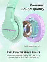 Casque IClever pour enfants avec volume sécurisé micro HD son stéréo sur l'oreille FunShare design pliable 3.5mm filaire pour ordinateur iPad
