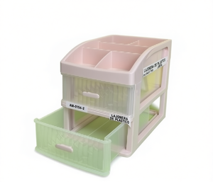Mini Organizador de Escritorio con Cajones de Plástico, 203x133x68mm, Doble Nivel, Almacenamiento para Oficina y Escuela, AM-0154-2 - Product Image 1