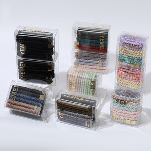 Lot de chouchous en velours tissé multicolores, bandeaux tendance au design torsadé, haute élasticité, style coréen pour cheveux féminins - Product Image 2
