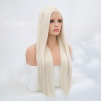 Perruque longue sans colle 13*4 Lace Front 26 pouces, blond doré dégradé avec effet ombré, fibre haute température, ondulations effet vague d'eau