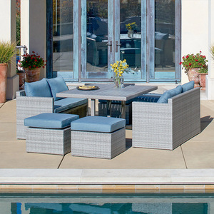 Ensemble de chaises de table et de terrasse d'hôtel modernes <span class=keywords><strong>repose</strong></span>-pieds combinés et créatifs <span class=keywords><strong>en</strong></span> <span class=keywords><strong>rotin</strong></span> pour les loisirs de cour Matériau métallique durable - Product Image 2