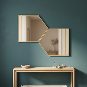 Modern Irregular Wall <b>Mirror</b> Brass Frame Decorative Home Accent <b>Mirror</b> for Bedroom Living Room - Product Image 6