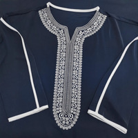 Nouvelle Robe Marocaine Homme Style Ethnique Moyen-Orient 2026 pour le Commerce Transfrontalier, Taille Unique, Été, Soie, Broderie, Poches Latérales, Polyester